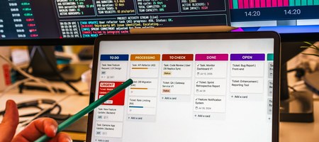 Technical support dashboard on a laptop screen